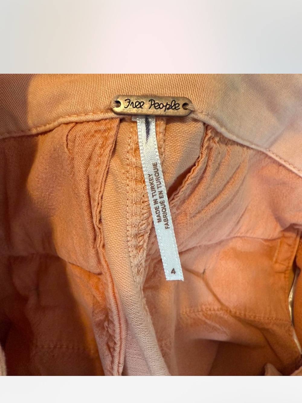 Free People Addy Relaxed Wide Leg Chino Pants Peach Coral Orange Size 4 - Picture 9 of 9